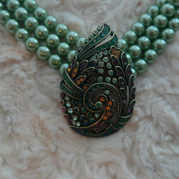 HEIDI DAUS TIERED TAPESTRY NECKLACE EARRINGS RING - Picture 2 of 13